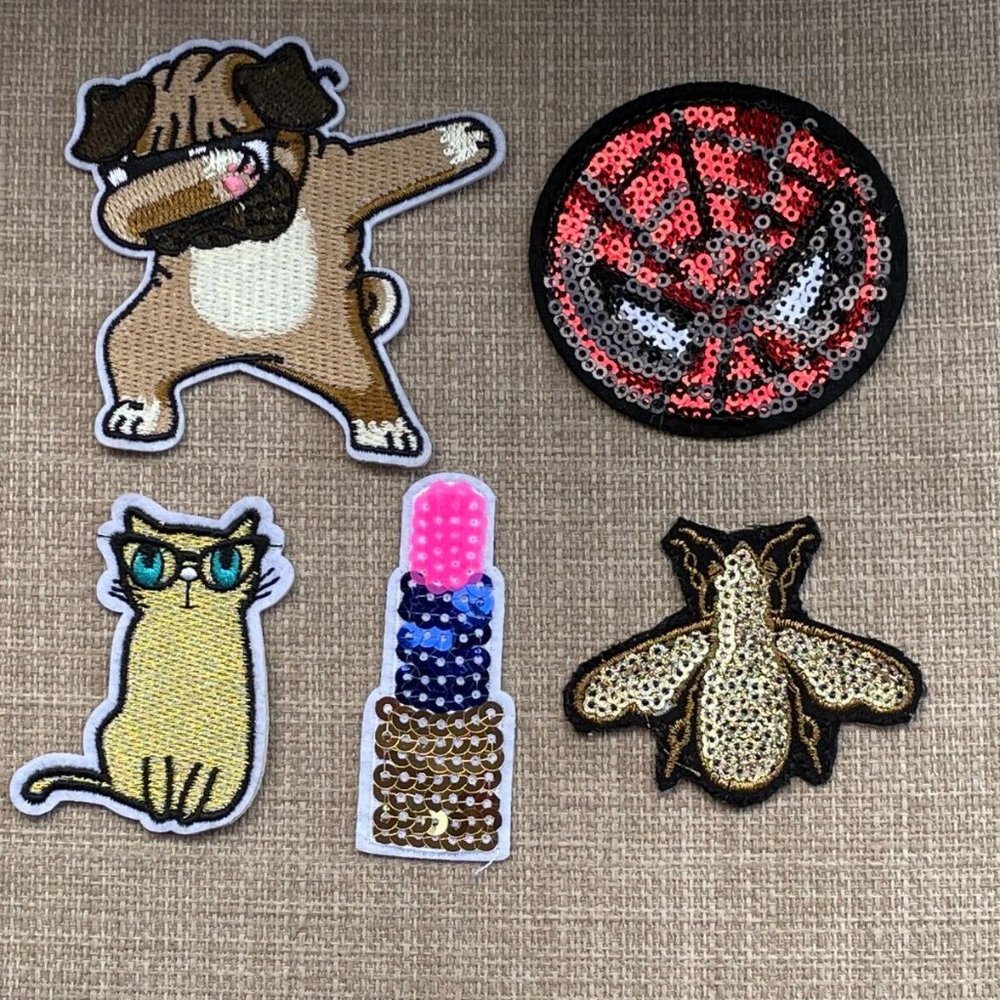 Lot of 4 patches Iron On Sequin Multi Color Embroidery Craft Clothes Patches